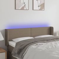 Zagłówek do łóżka z LED, taupe, 147x16x78/88 cm, tkanina