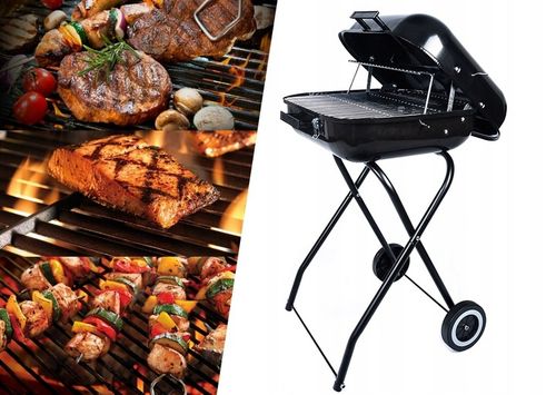 GRILL Węglowy na brykiet Ogrodowy PRZENOŚNY turystyczny WÓZEK POKRYWA na Arena.pl