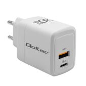 Qoltec Ładowarka sieciowa 20W GaN 5-20V 1.5-3A 1 x USB-C PD 1 x USB QC 3.0