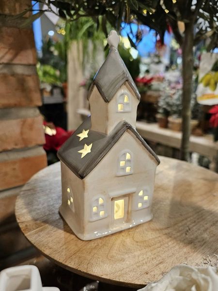 Kościół ceramiczny ozdoba LED zdjęcie 2