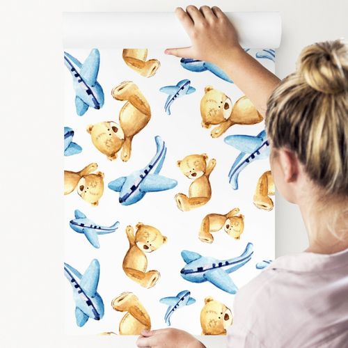 Tapeta Dla Dzieci MISIE Samoloty Malowane Akwarelą na Arena.pl