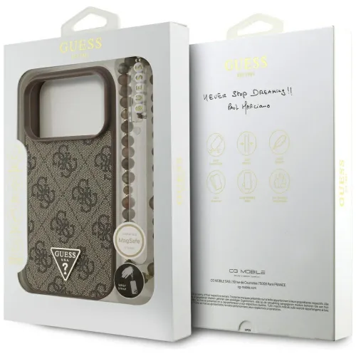 etui guess 4g strap triangle logo magsafe na iphone 17 pro - brązowe na Arena.pl