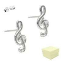 Srebrne Kolczyki 925 na Prezent dla Muzyka Nutki Nuta Klucz Wiolinowy