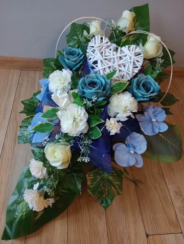 Stroik na cmentarz GRÓB kompozycja KOMPLET SERCE na Arena.pl