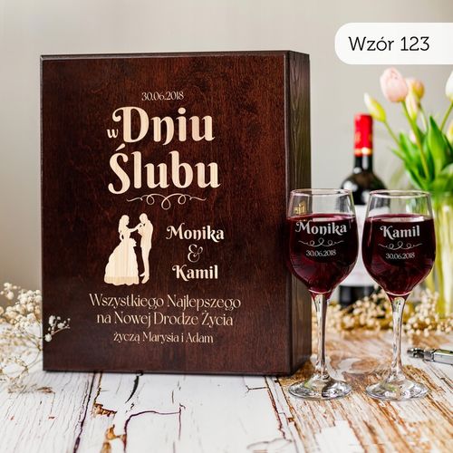 PREZENT NA ŚLUB SKRZYNKA NA WINO PREZENT ŚLUB DLA PARY MŁODEJ Z GRAWEREM na Arena.pl