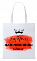 Dla Dziennikarza Prezent Torba Eco Biała Shopper Z Nadrukiem Ze Zdjęciem
