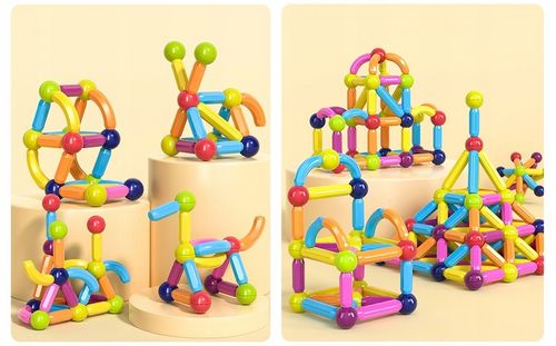 KLOCKI MAGNETYCZNE KONSTRUKCYJNE EDUKACYJNE 45 EL DLA DZIECI MAGNETIC STICK na Arena.pl