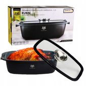 GARNEK GRANITOWY 5,5L POWŁOKA NONSTICK GARNEK Z POKRYWKĄ SILIKONOWE UCHWYTY