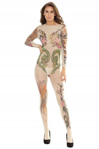 BODYSTOCKING Z NADRUKIEM OTWARTY KROK S-L, CATSUIT na Arena.pl