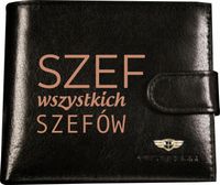 Portfel męski skórzany GRAWEROWANY prezent dla SZEFA TWÓJ NAPIS + imię