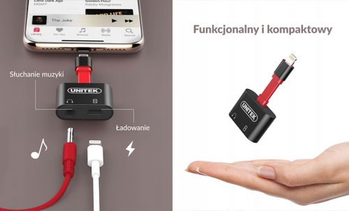 UNITEK Kabel Adapter Lightning Jack iPhone 7 8 XR na Arena.pl