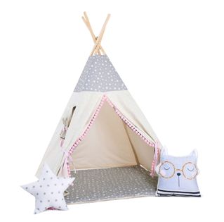 Namiot tipi dla dzieci, bawełna, okienko, kotek, gwiazdkowa perełka