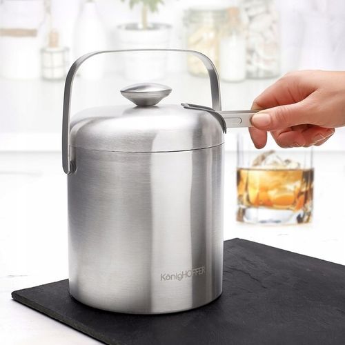 POJEMNIK NA LÓD z pokrywką DUŻE WIADERKO do lodu ZE STALI NIERDZEWNEJ 1.3l na Arena.pl