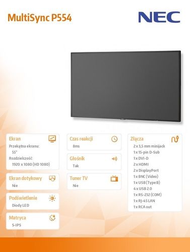 55'' MultiSync P554 LED 700cd/m2 na Arena.pl