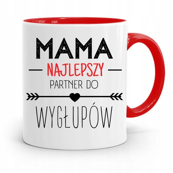 Kubek Czerwony Dla Mamy Partner Do Wygłupów Z Nadrukiem Ze Zdjęciem zdjęcie 1