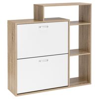 SZAFKA NA BUTY OBUWIE WĄSKA BIAŁA DĄB SONOMA Z REGAŁEM PÓŁKI DO