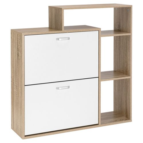 SZAFKA NA BUTY OBUWIE WĄSKA BIAŁA DĄB SONOMA Z REGAŁEM PÓŁKI DO na Arena.pl