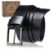 Pasek skórzany męski Betlewski czarny klasyk szeroki prezent + certyfikat