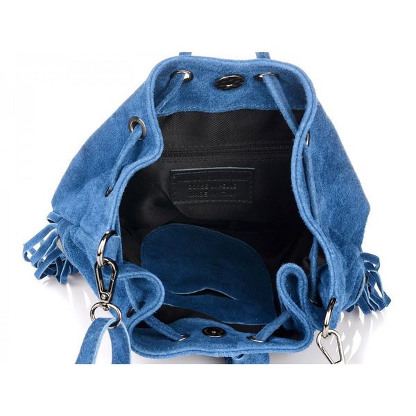 VERA PELLE torebka zamszowa listonoszka boho z ćwiekami V418 czarna zdjęcie 8