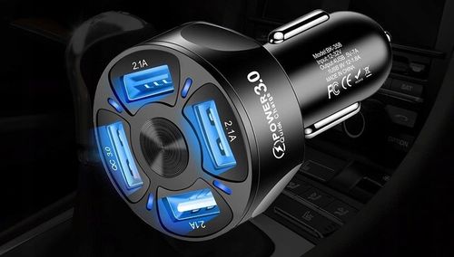 MOCNA SZYBKA ŁADOWARKA SAMOCHODOWA 4x USB PD QC 3.0 DO TELEFONU + KABEL na Arena.pl