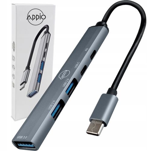 HUB USB-C Rozgałęźnik Rozdzielacz Portów Adapter SLIM 3x USB 2x USB-C PD na Arena.pl