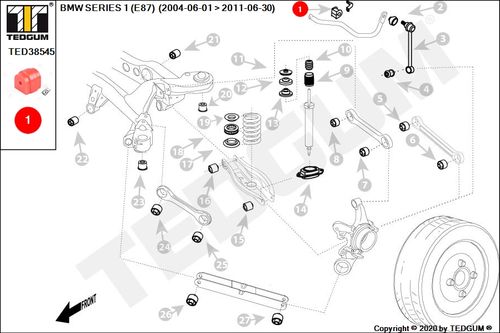 BMW 1 E87 PU TULEJA STABILIZATORA TYLNEGO na Arena.pl