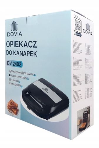 Czarny Toster Opiekacz Do Kanapek XXL 4 Kanapki 1400W Tosty Sandwich na Arena.pl