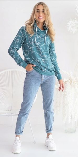 BLUZA DRESOWA DAMSKA BAWEŁNIANA Z KOMINEM W PRINT KWIATY KOLORY ROZMIARY zdjęcie 8