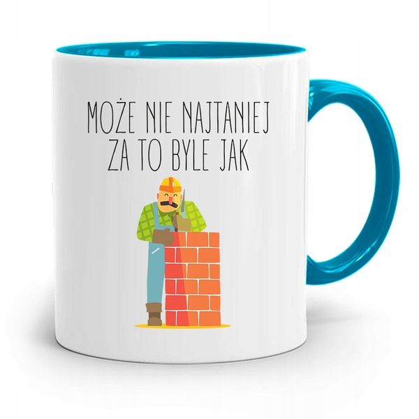 Kubek Błękitny Dla Budowlańca Może Nie Najtaniej Z Nadrukiem Ze Zdjęciem zdjęcie 1