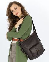 Torba skórzana dla wymagających z opcją plecak old school leather bag - MARCO MAZZINI ciemny brąz caffe