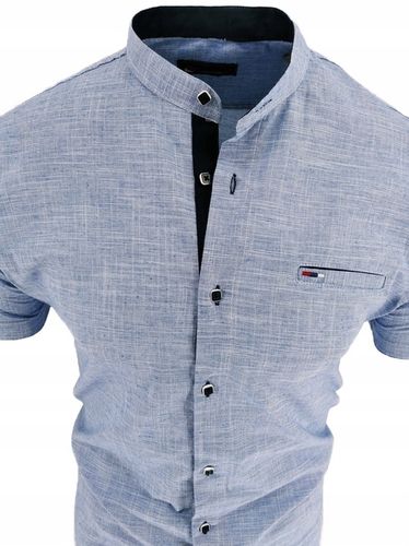 KOSZULA MĘSKA BŁĘKITNA KRÓTKI RĘKAW SIGN 1754 STÓJKA M 39/40 na Arena.pl