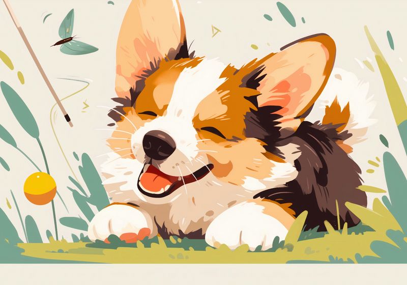 Plakat 100x70cm Beztroski Corgi zdjęcie 1