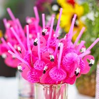 Dekoracje Weselne - Słomki - Flamingi - 50 Szt