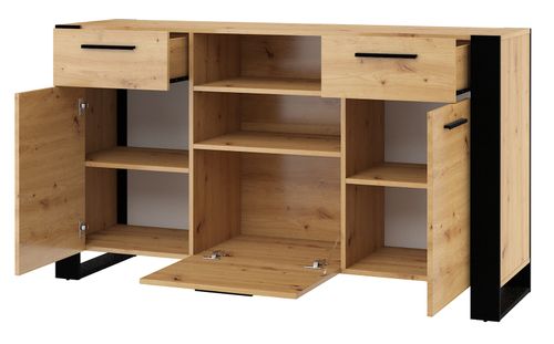 Komoda NUKA C 155 cm dąb artisan czarna stojąca na Arena.pl
