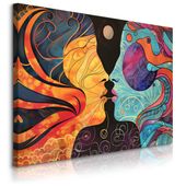 Obraz Do Salonu Sypialni Abstrakcja Twarze Styl Boho Ornamenty 120cm x 80cm