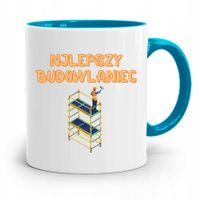 Kubek Błękitny Budowlańca Najlepszy Budowlaniec Z Nadrukiem Ze Zdjęciem