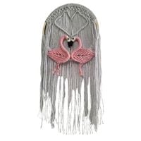 Makrama Na Ścianę z Motywem Flamingów – Dekoracja Boho Handmade
