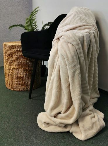 KOC GRUBY NARZUTA DWUSTRONNA CIEPŁA na PREZENT dla CÓRKI 200x220 CM BEŻOWY na Arena.pl