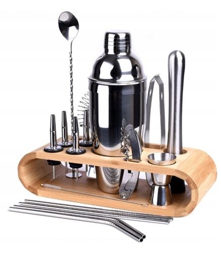 ZESTAW BARMAŃSKI 17 ELEMENTÓW SHAKER STOJAK DUŻY PROFESJONALNY DO DRINKÓW na Arena.pl