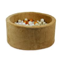 Suchy basen 90x40 Velvet sztruks piaskowy z piłeczkami 300 szt.(perłowe, złote, jasnozłote, opalizujące)