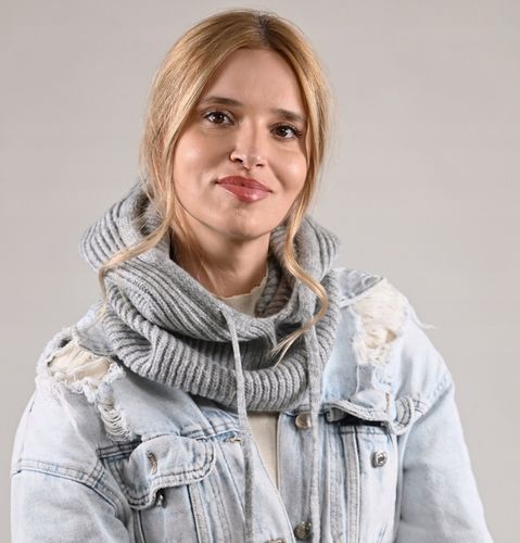 Czapka damska szara KAPTUR modny balaclava Kominiarka komin miekka zimowa na Arena.pl