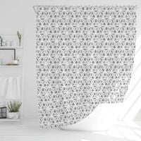 Zasłona Prysznicowa Wodoodporna 180x180 cm Szara w Trójkąty Poliester