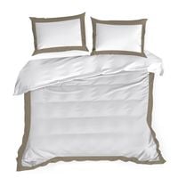 Pościel satynowa z kantą LAURA 160X200 70X80X2 biała+kawa