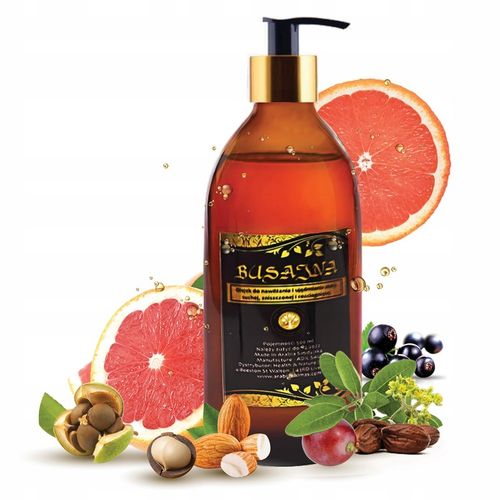 OLEJEK BUSAJNA 500ML UJĘDRNIA NAWILŻA NA SKÓRĘ SUCHĄ ROZCIĄGNIĘTĄ + POMPKA na Arena.pl