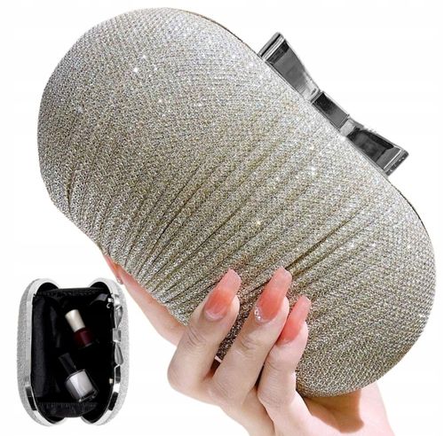 Srebrna Torebka Wieczorowa Kopertówka Wizytowa na Arena.pl