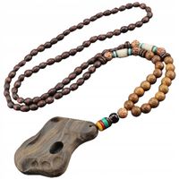 Naszyjnik Drewniany NEPAL BUDDYJSKI MALA PAW RĘCZNIE WYKONANY