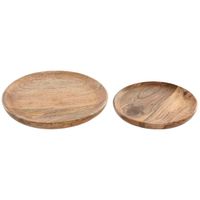 Miękkie pojemniki Home ESPRIT Brązowy Drewno mango Okrągły 25 x 25 x 2,5 cm