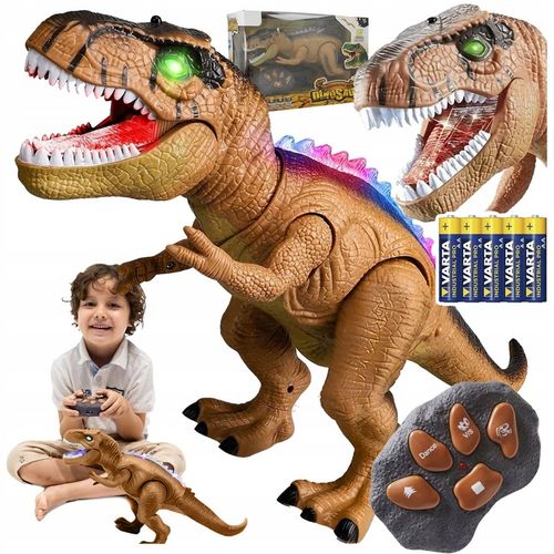 DINOZAUR ROBOT ZDALNIE STEROWANY RC Pilot ŚWIATŁO DŹWIĘK CHODZI +5x Bateria na Arena.pl