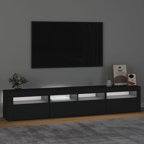 Szafka pod TV z oświetleniem LED, czarna, 210x35x40 cm na Arena.pl