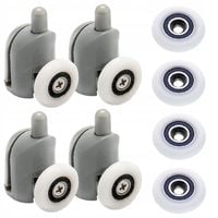 Komplet 4 rolek + 4 kółek do kabiny prysznicowych